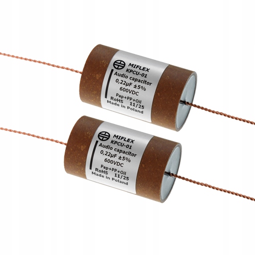 Měděný audio kondenzátor 0,22uF, 220nF 600V KPCU-01 Miflex 2 ks pár