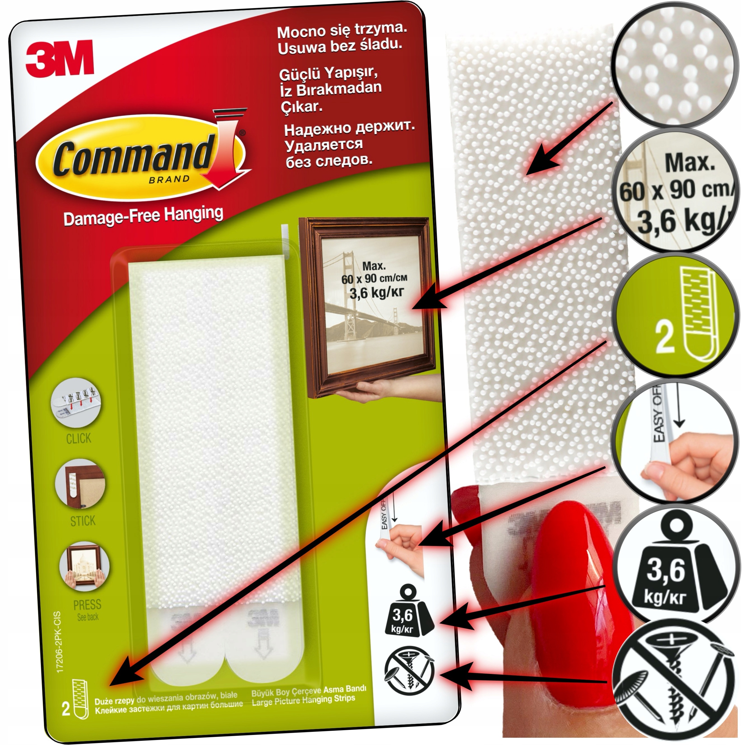 COMMAND RZEPY DUŻE DO RAMEK 4 SZT 3,6 KG 17206 Kod producenta 17206PL