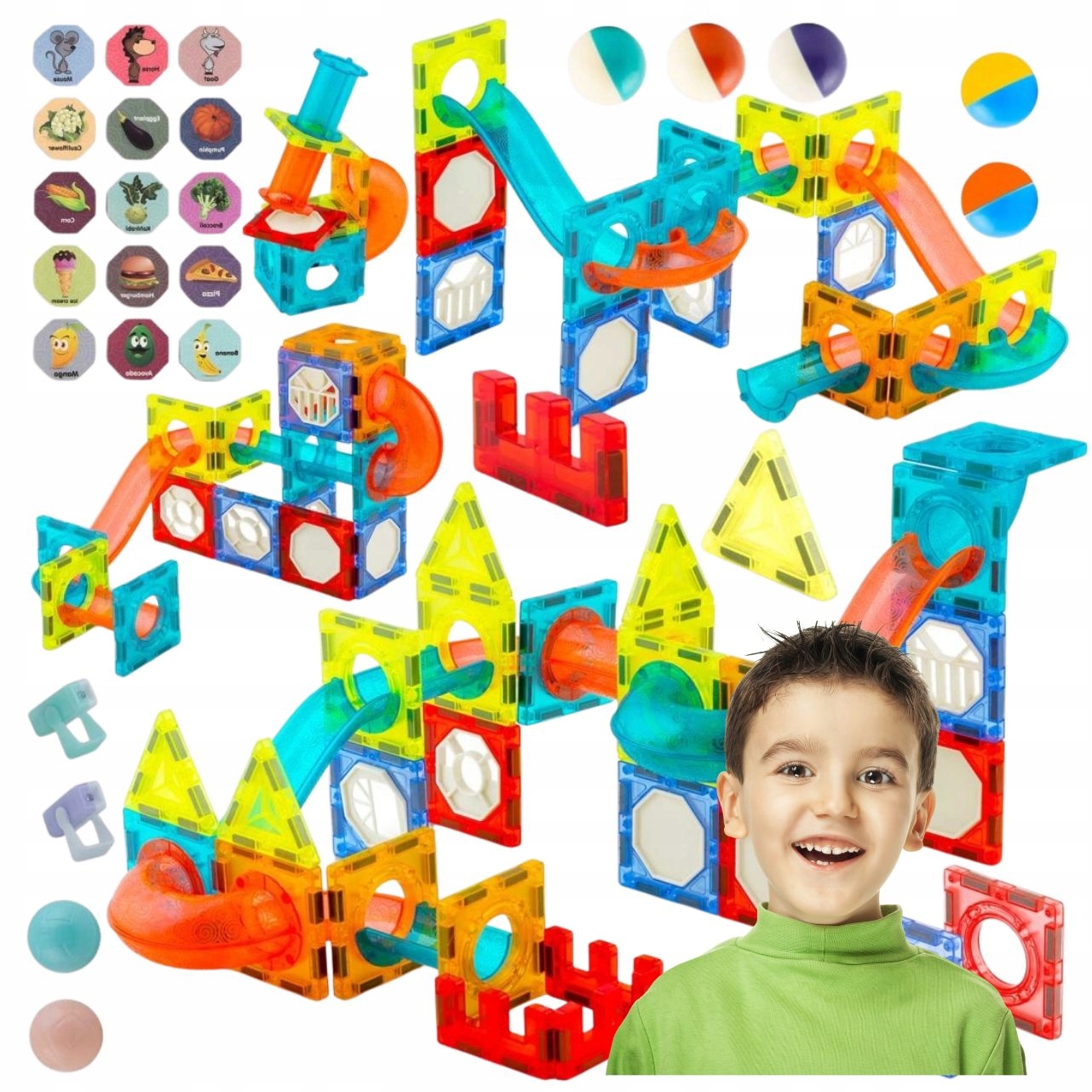 Klocki Konstrukcyjne Magnetyczne Dla Dzieci Edukacyjne Układanka 3D 110 szt