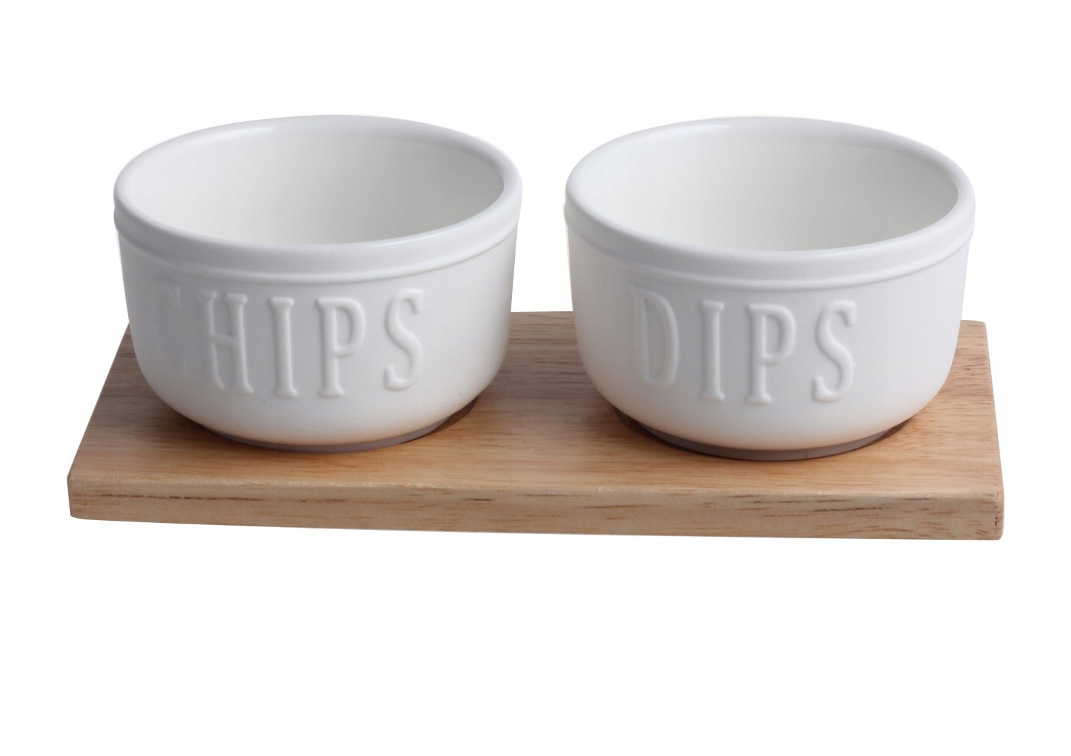 miseczki 2szt. biała porcelana z drewnianą deską — 8