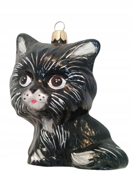 BOMBKI CHOINKOWE SZKLANE Kotek 10cm