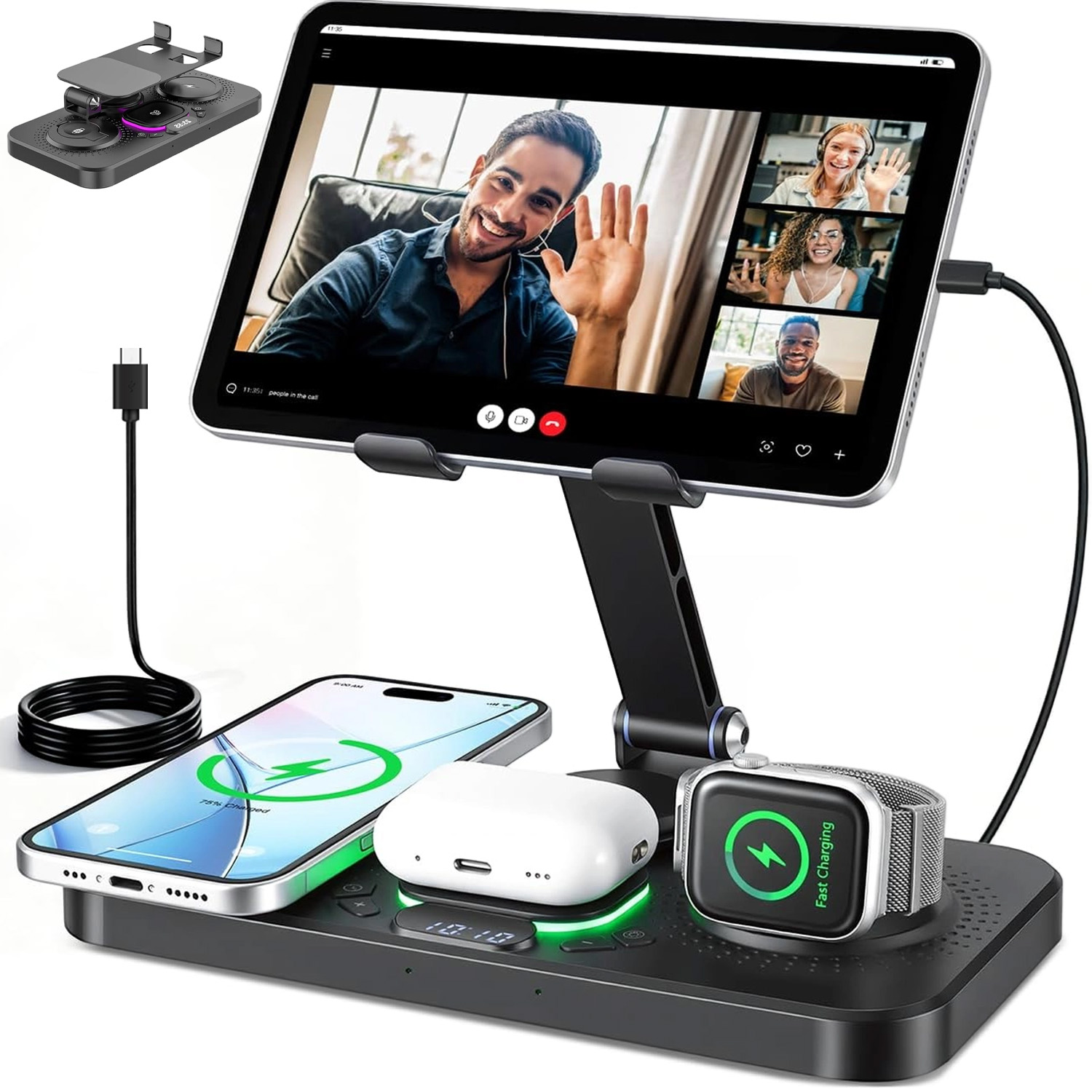 6V1 Bezdrátová Indukční Nabíječka Pro Apple Iphone Watch Airpods Qi
