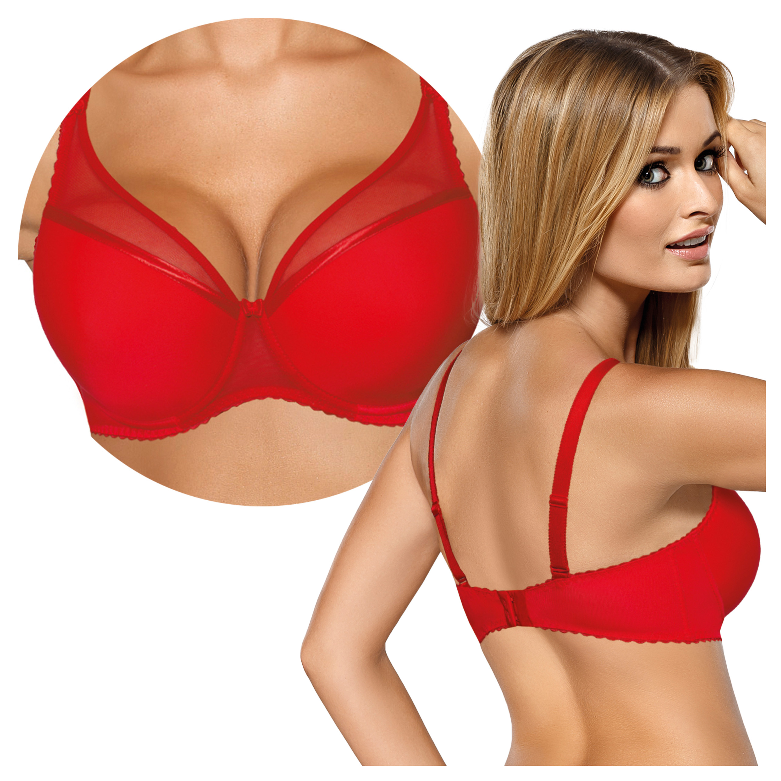Hladká Push-Up podprsenka Neviditelná Modelující prsa Ellie Červená 75H