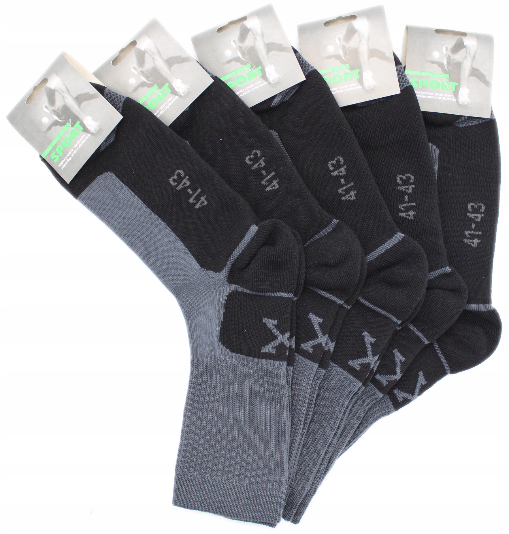 

5X Skarpety Sport Trekkingowe Półfrotte Pl 41-43