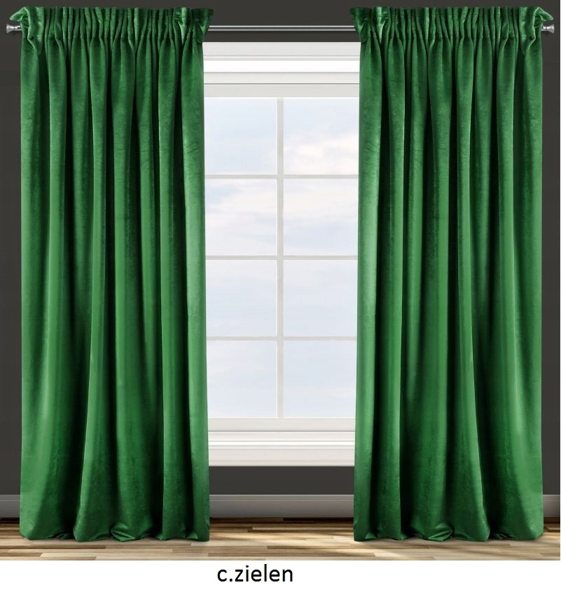 ZASŁONY GOTOWE 140X270 GRUBE WELUR CIEMNA ZIELEŃ Marka Eurofirany