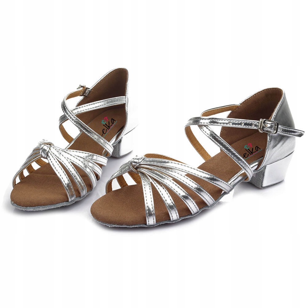 Buty Do Tańca Taneczne Latino Salsa Srebrne Dziewczęce 3cm