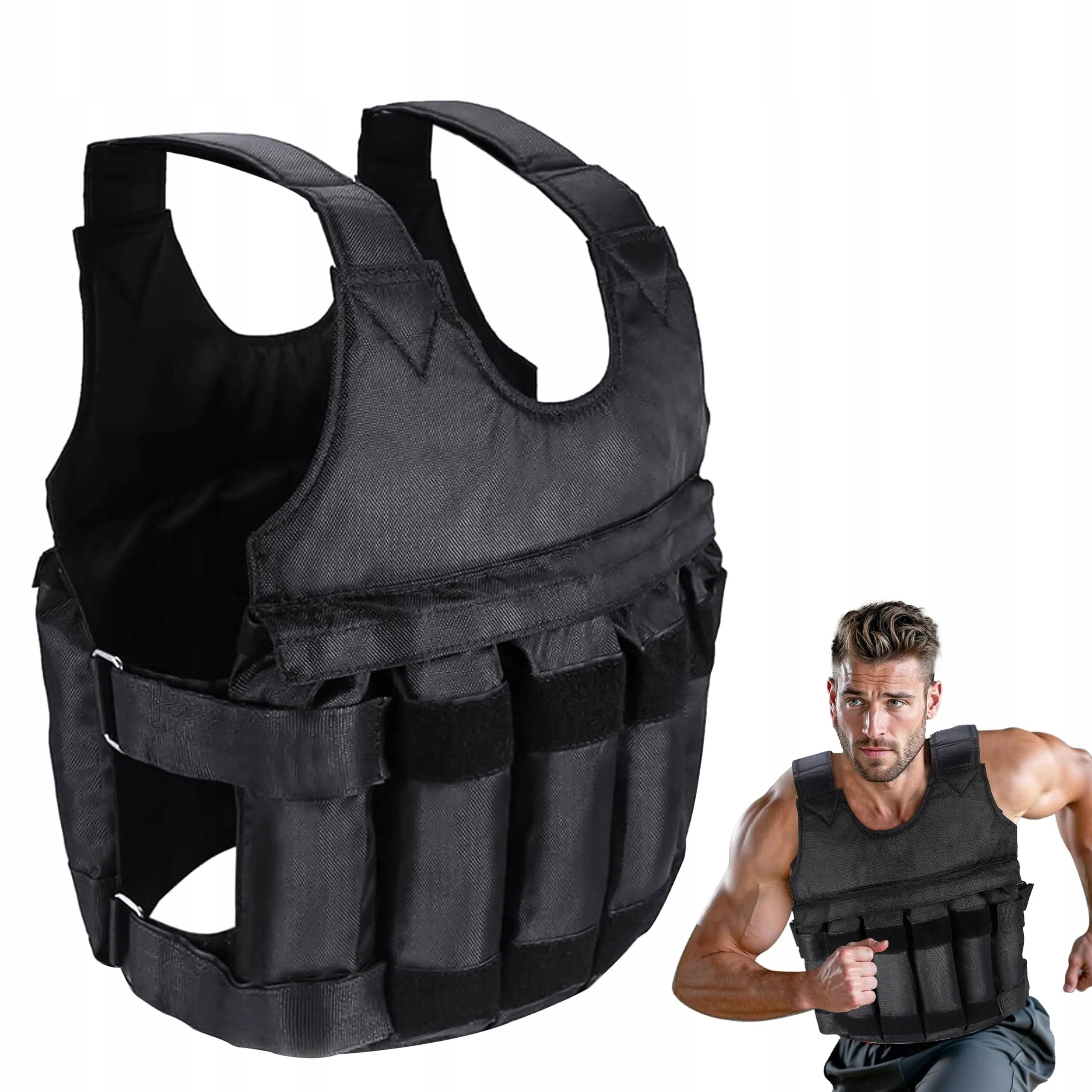 Tréninková Zátěžová Vesta Pro Cvičení Se Zátěží 50 kg, Černá