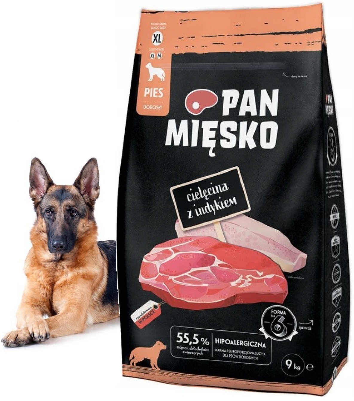 Pan Mięsko Karma sucha Hipoalergiczna dla psa Cielęcina z Indykiem XL 9kg