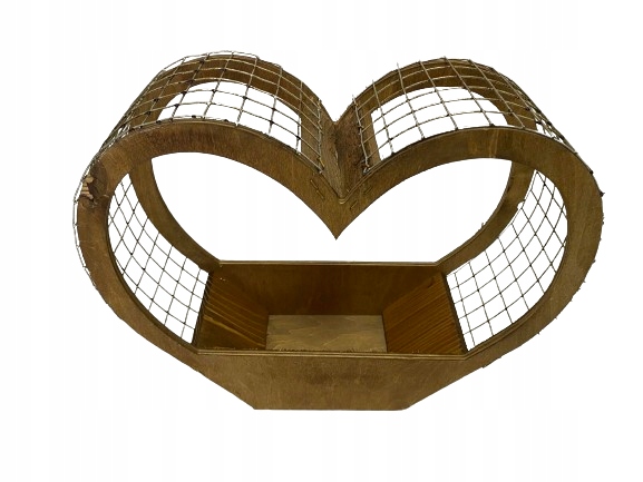 KOSZ KLATKA W KSZTAŁCIE SERCE BIAŁE, DREWNIANA OSŁONKA WYSOKOŚĆ 28 CM. Stan opakowania brak opakowania