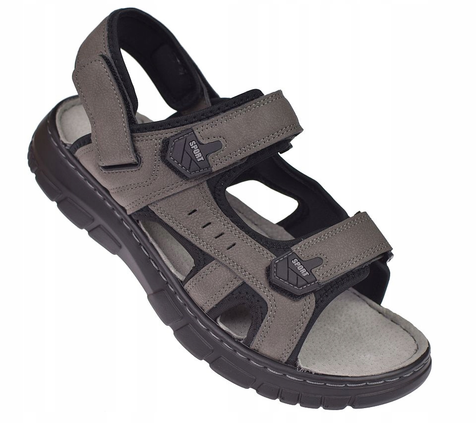 Pánské sandály černé se suchým zipem kožená stélka Skotnicki S-4-1296 gr vel 43