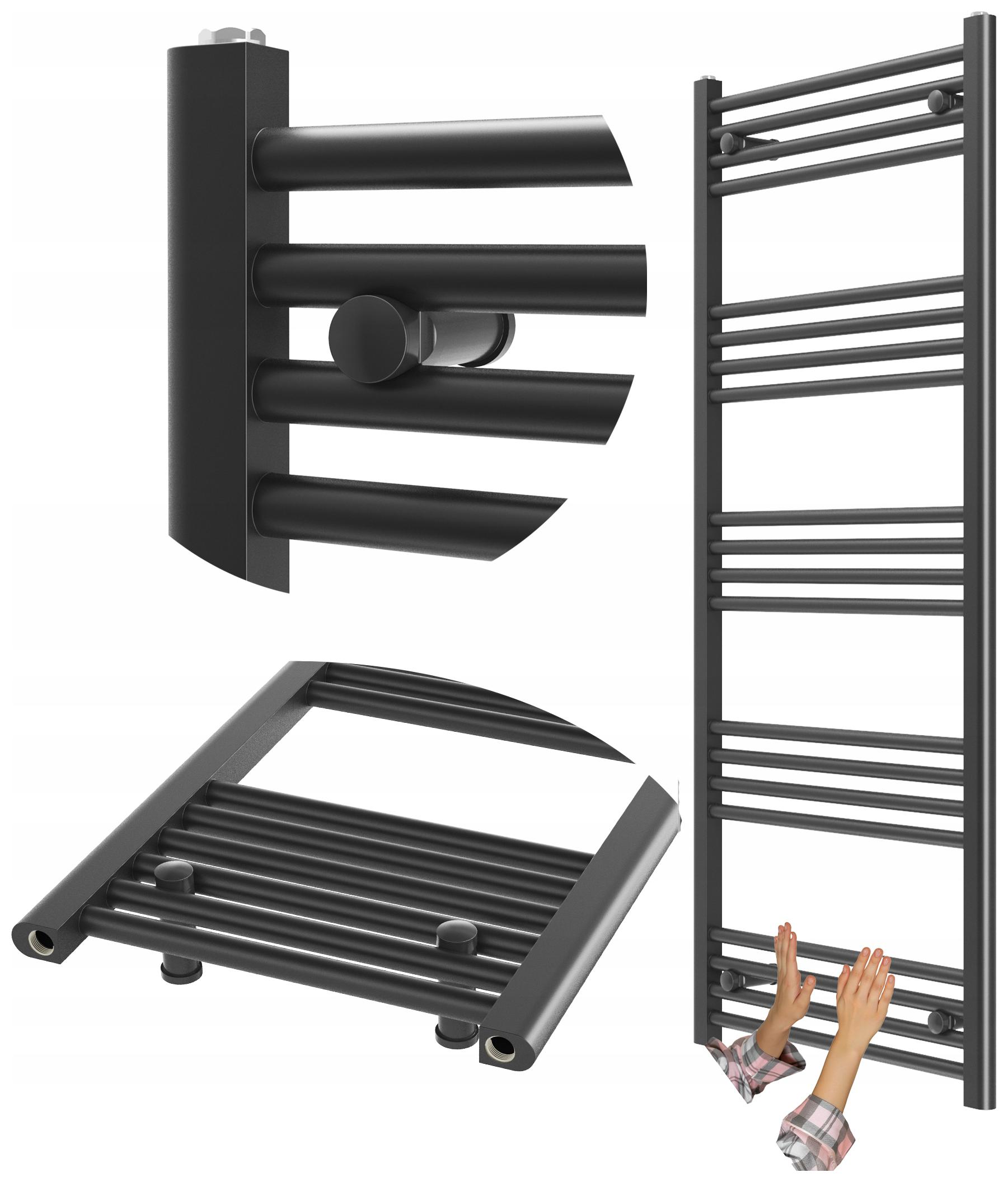 Kúpeľňový Radiátor Čierny Rebríkový 60x140 cm Moderný Radiátor Breno