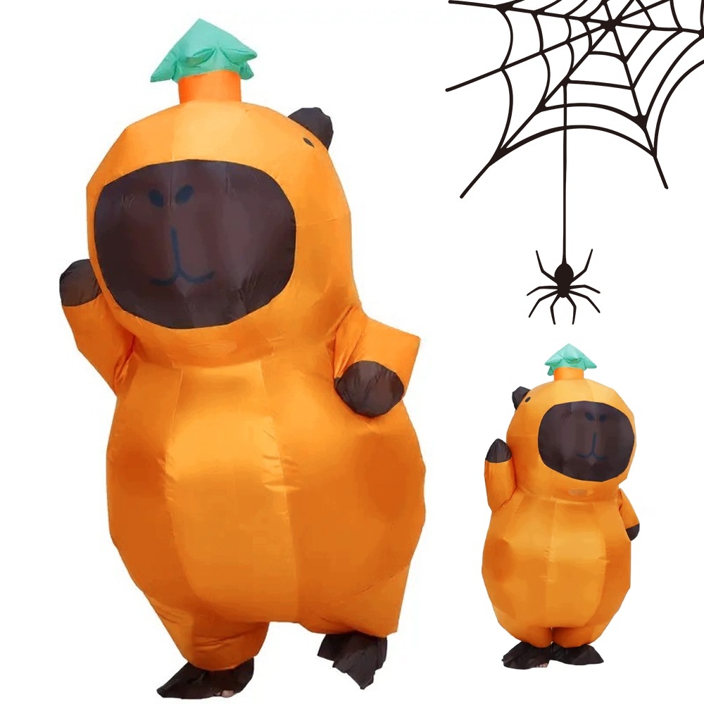 Hnědý nafukovací kostým Kapibary s Usb ventilátorem na Halloween