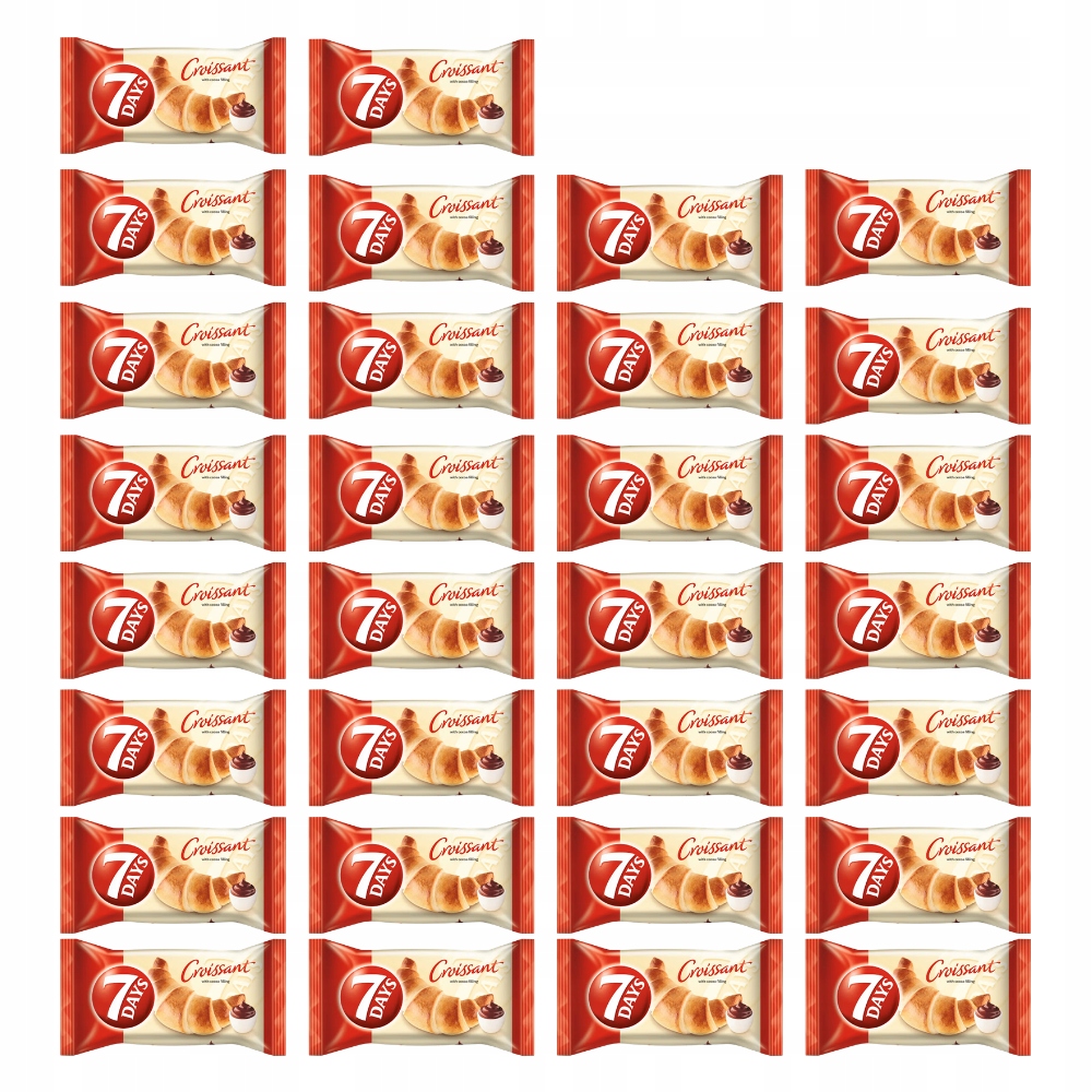Levně 7DAYS Rohlíky Croissant s kakaovou náplní 30x60 g (1,8 kg)