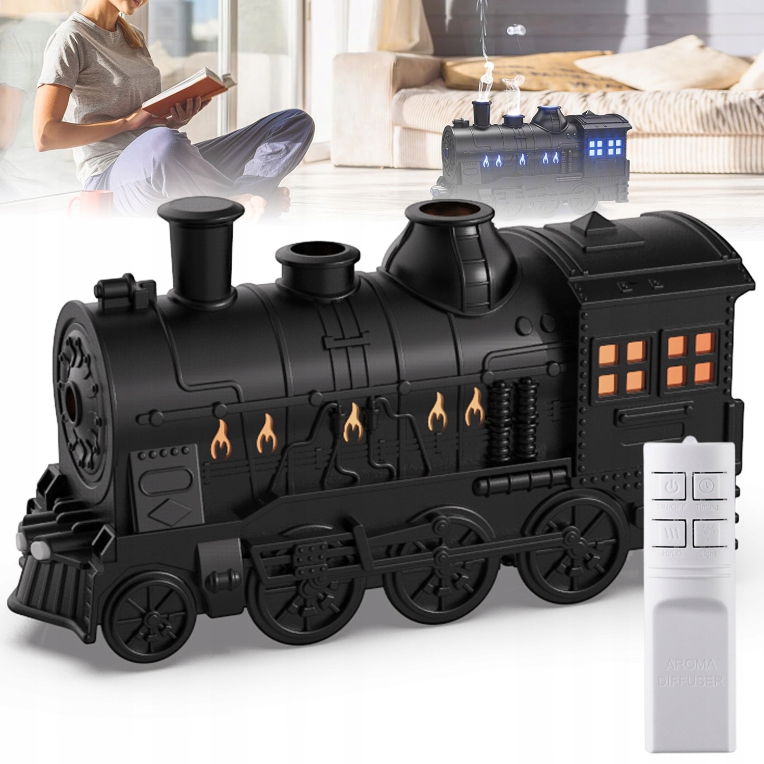 Zvlhčovač vzduchu Difuzér vůně Vintage Train 300 ml s časovačem