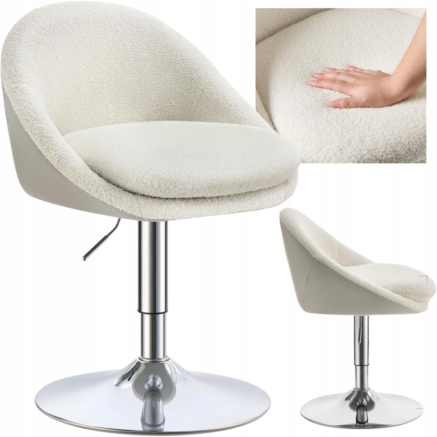 Otočná stolička 360 Vysoké sedadlo Biela na toaletu Písací stôl s opierkou