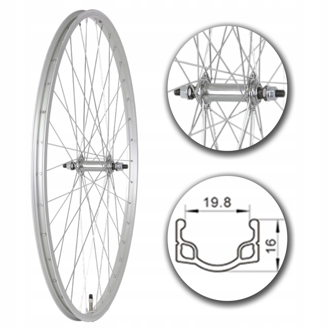 Koło rowerowe Mdr 28 cali przód aluminiowe, klasyczne