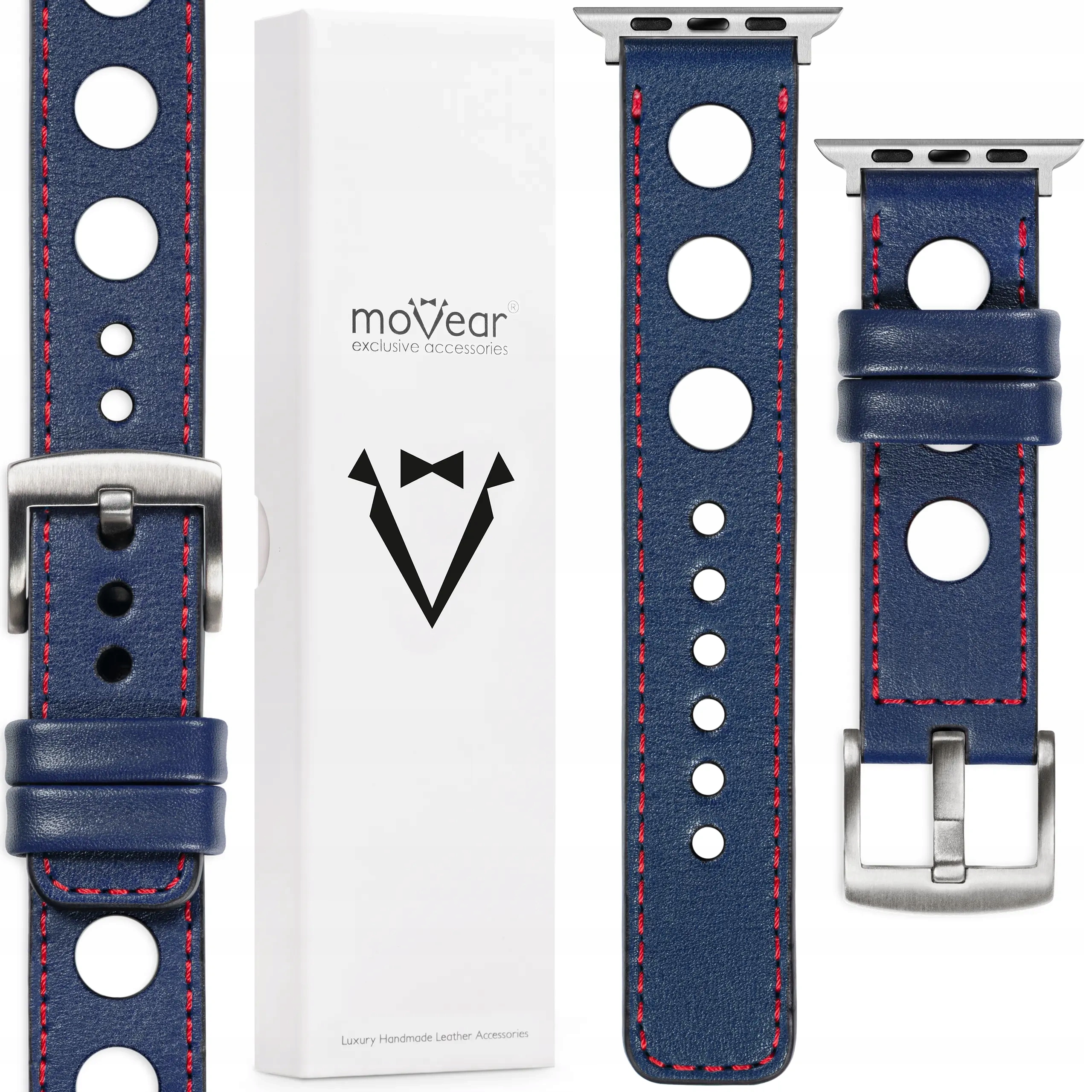 Prémiový řemínek pro Apple Watch Ultra 10 9 8 7 6 5 Se, tmavě modrý, ručně vyrobený