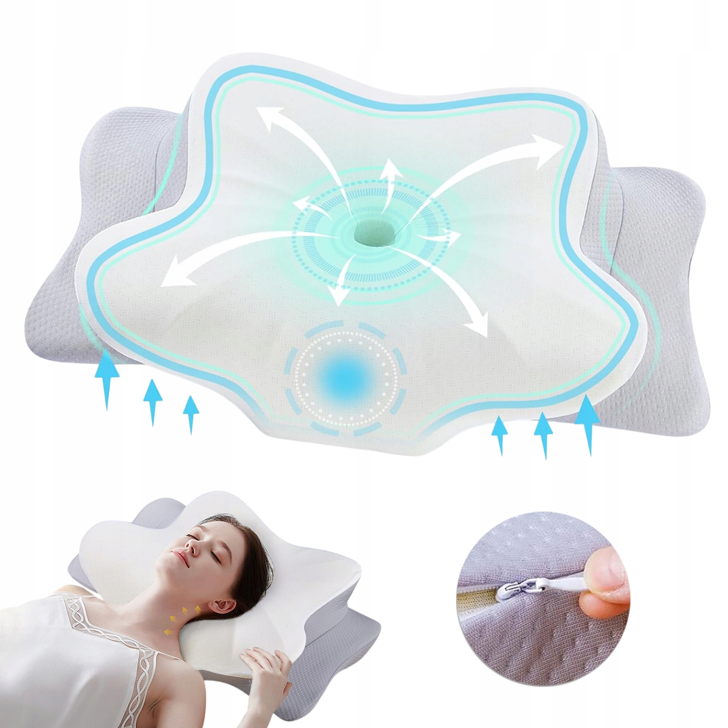 Poduszki Ortopedyczne Motyl Pamięć 2 Wysokości Wsparcie Pleców