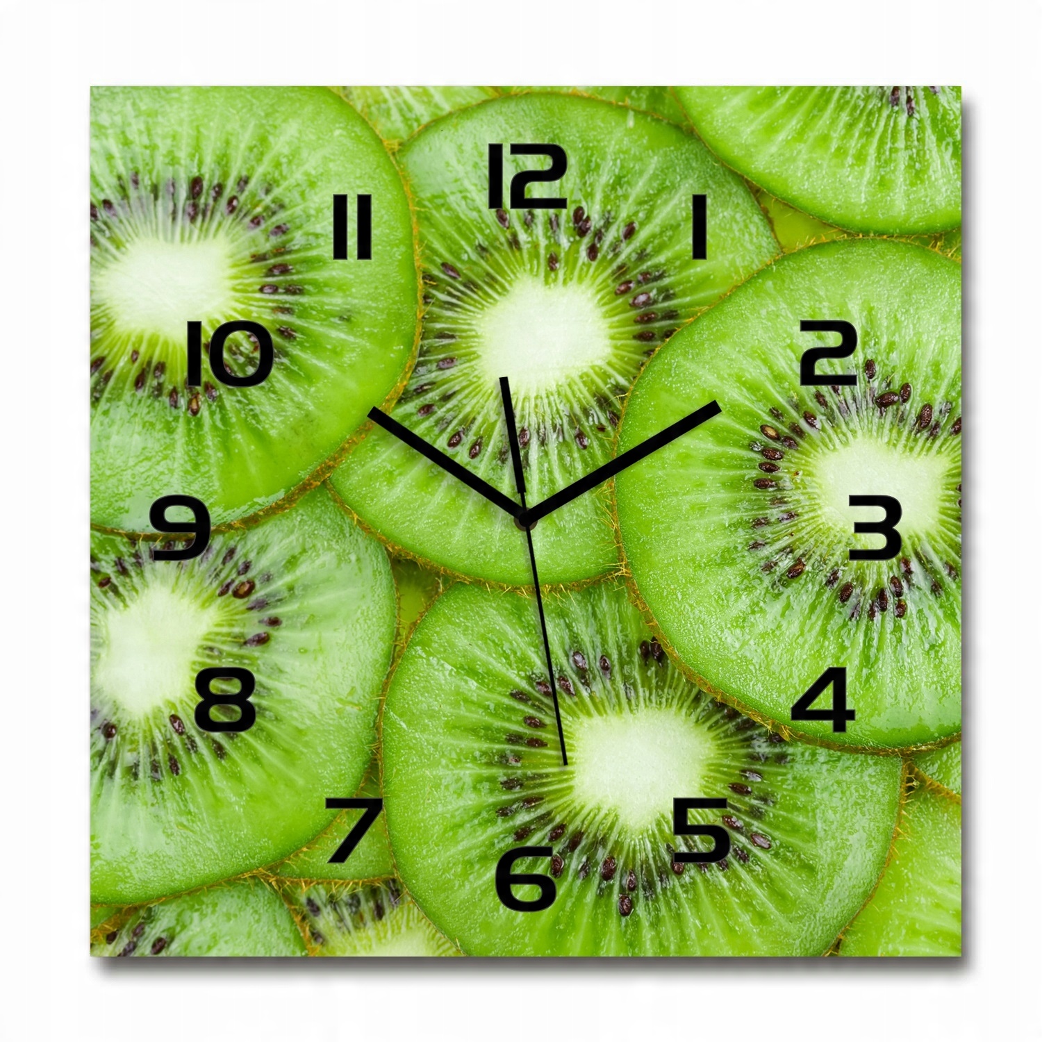 

Duży szklany zegar, cichy mechanizm Kiwi 60x60 cm
