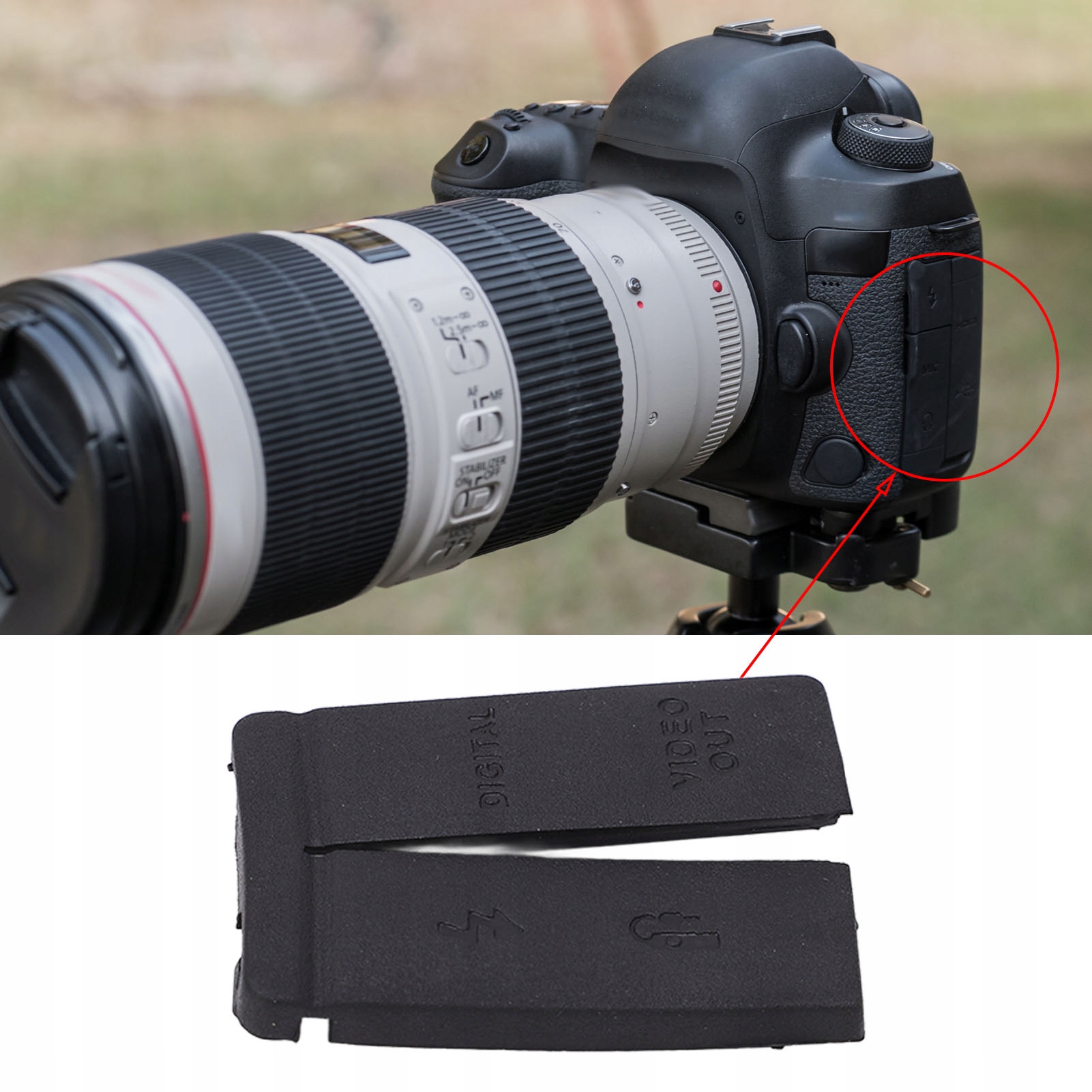 Gumowa Osłona Spodu Aparatu Czarna Interfejs Wyjścia USB do Aparatu 5D