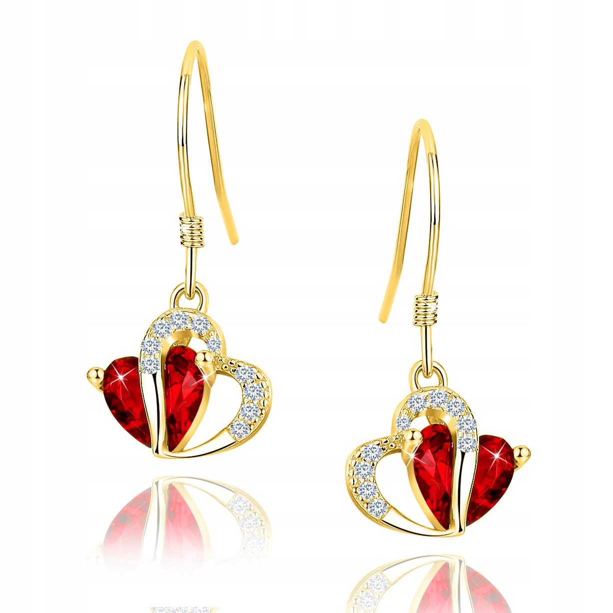 Kolczyki srebrne pozłacane serca 925 dla kobiety