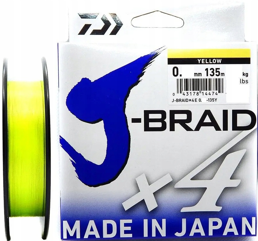 Plecionka Daiwa J-braid X4E 0,17mm 135m Yellow
