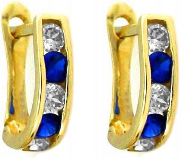 Náušnice zlaté 585 anglické čárky se zirkony pro dívku, módní