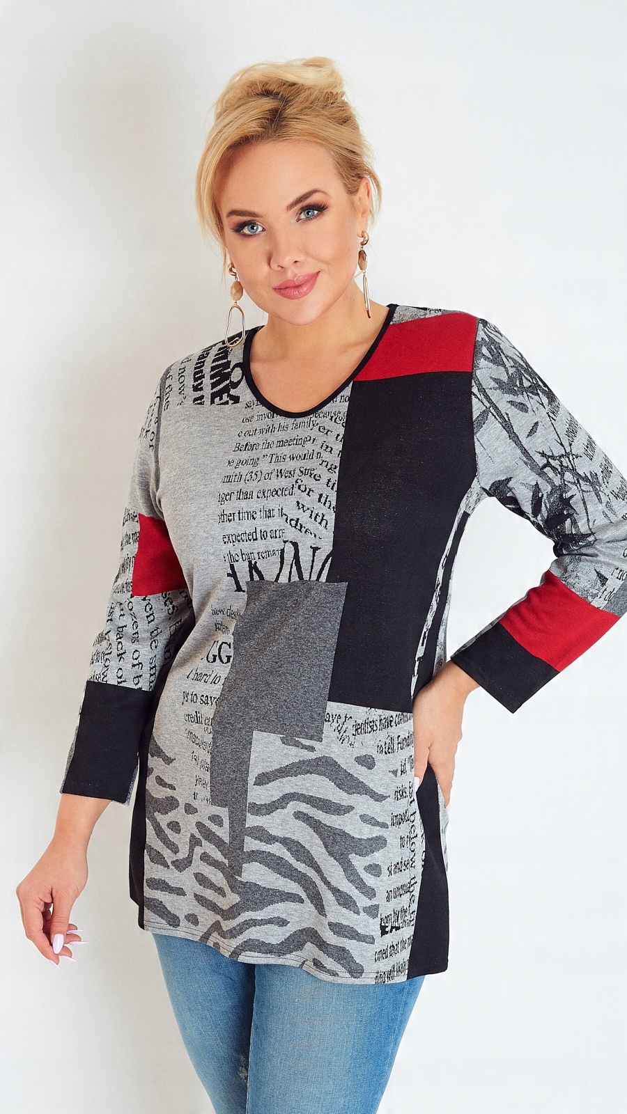 

Tunika Jesienna Gruba Plus Size 4XL