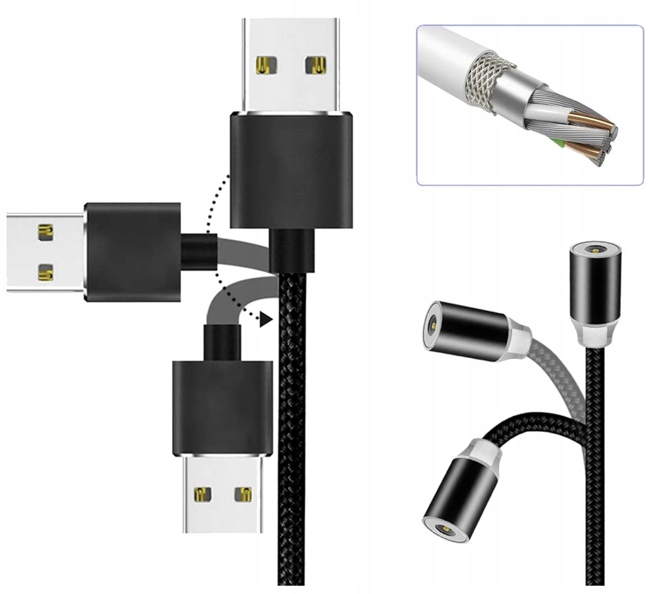 KABEL MAGNETYCZNY 3A 3W1 do IPHONE MICRO USB TYP C Zgodność ze standardem Quick Charge 1.0 Quick Charge 2.0 Quick Charge 3.0