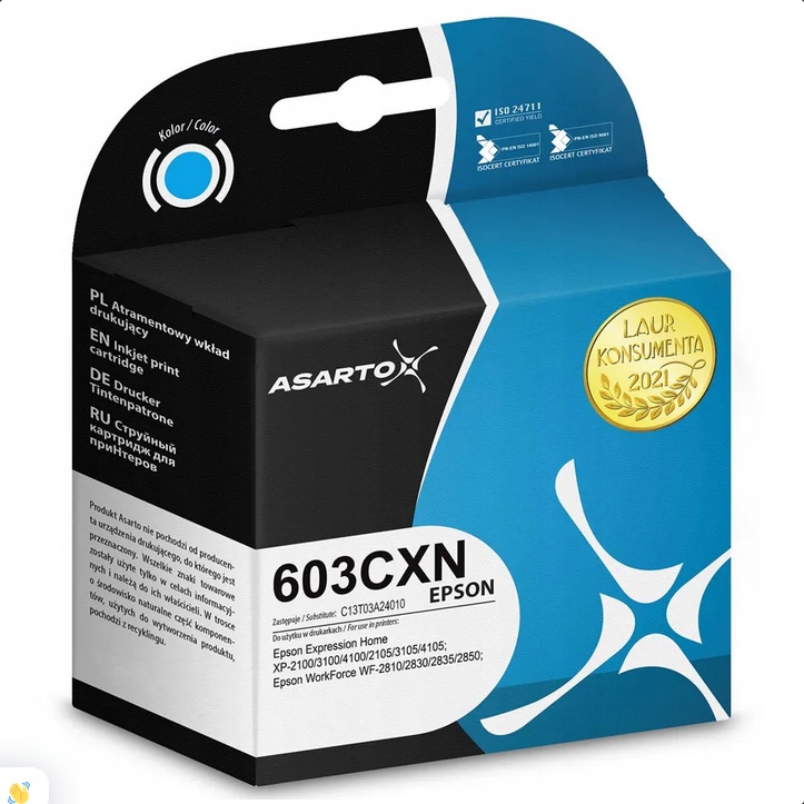 Tusz Asarto do Epson 603CXN C13T03A24010 400 str. cyan pro