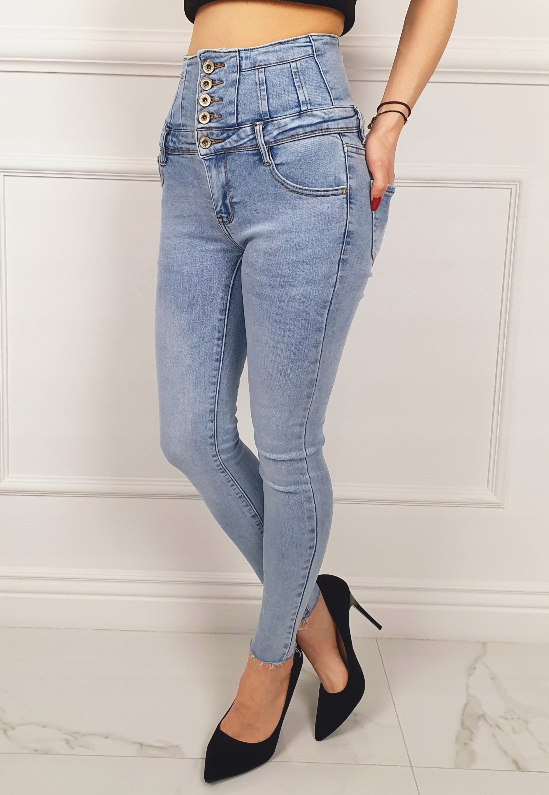 #MŁODZIEŻOWE SPODNIE JEANS DOPASOWANE MODELUJĄCE 3 Rozmiar 34