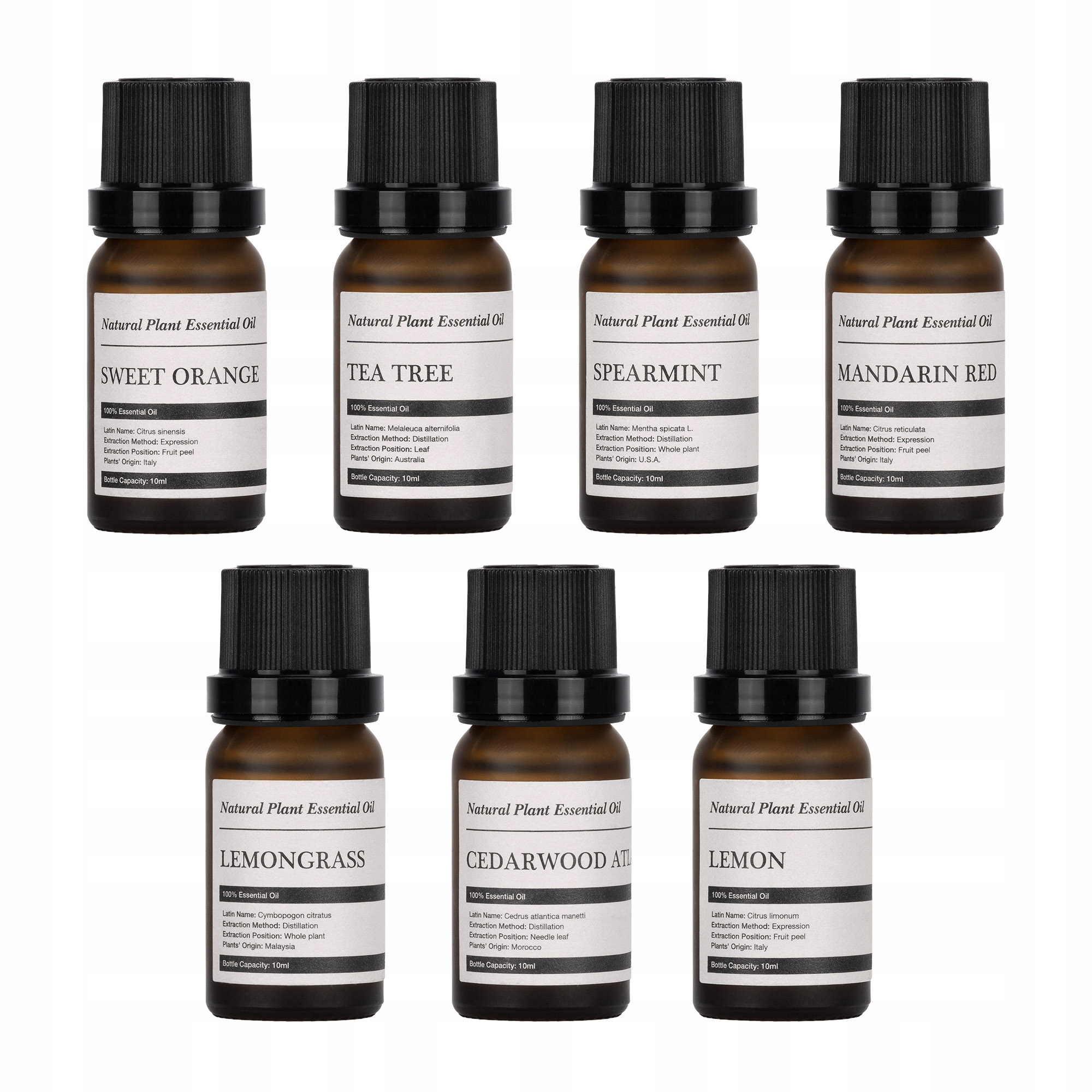 Zestaw Olejków Zapachowych Eterycznych 100% Naturalnych 7 Sztuk