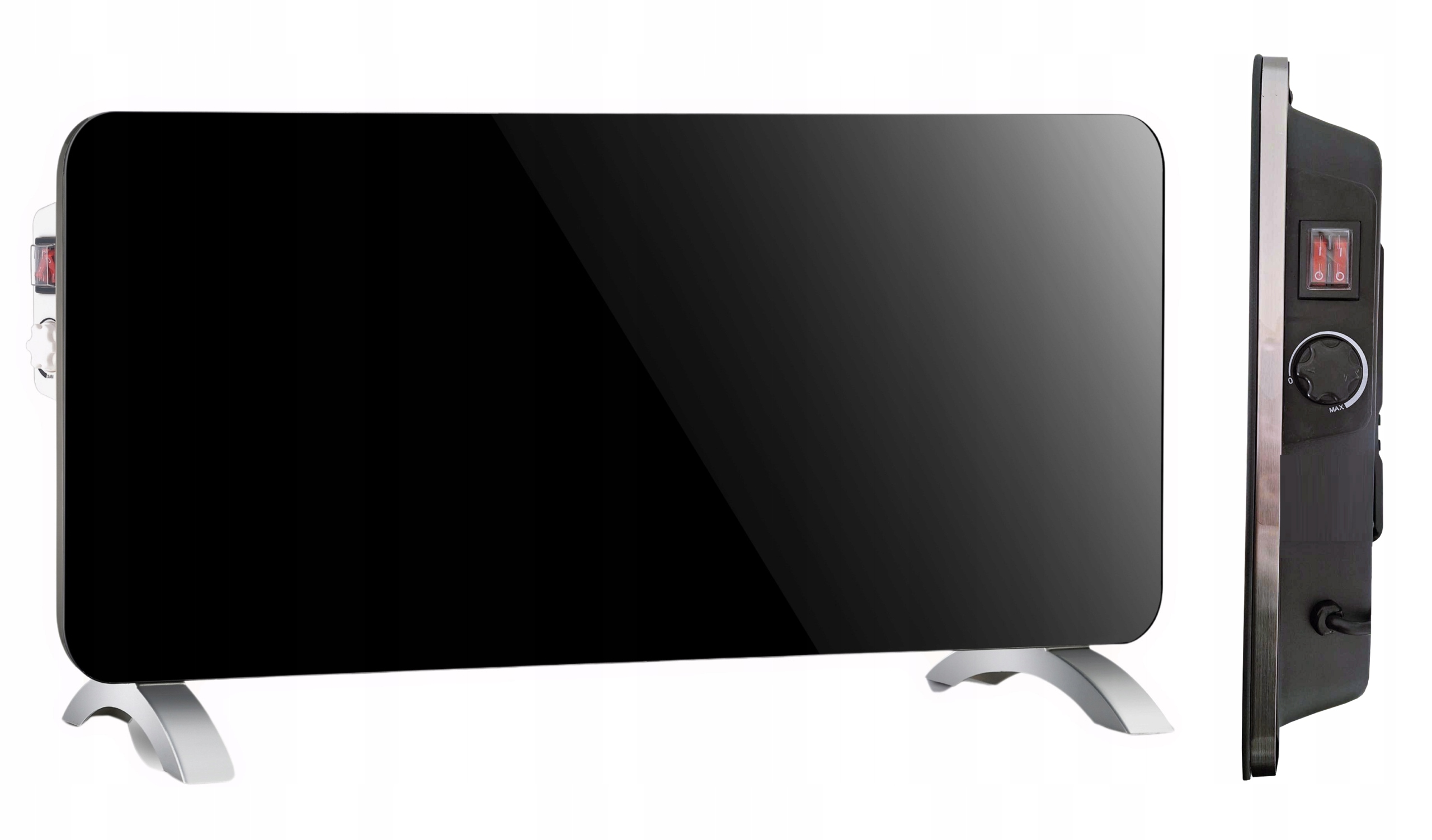 Elektrický Konvektorový Ohřívač 2000 W Výkonné Tvrzené Sklo Termostat