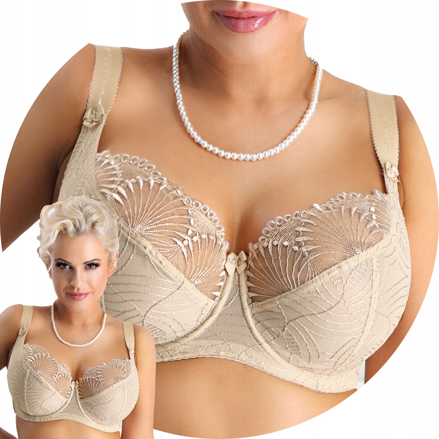 Nessa Selena N500 béžová výšivka Měkká podprsenka 70O Soft