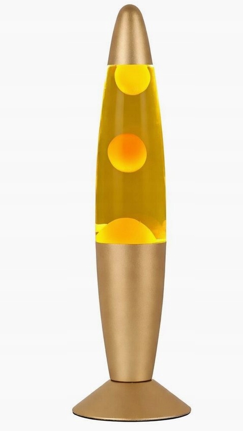 Lampka Lawa Lampa Lava 34cm Złota Żółta Gold Led magma magmowa z woskiem Co