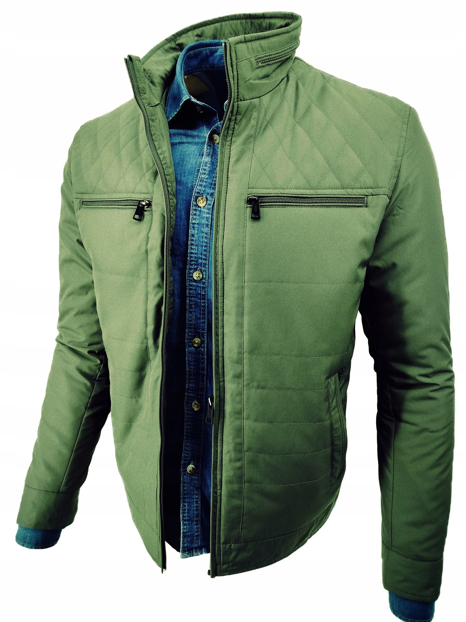 Pánská Jarní Bunda Olivová Přechodová Rovná 3353 3XL XXXL