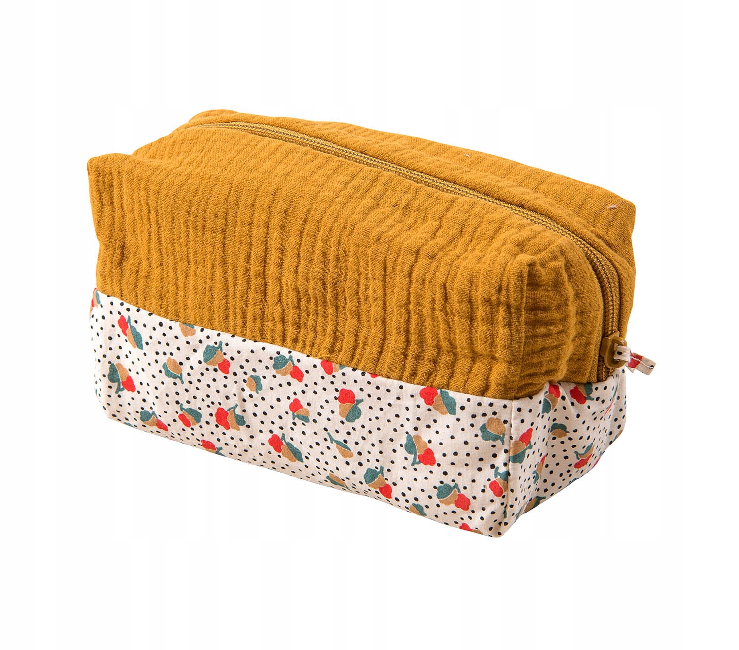 Moulin Roty medová kosmetická taška z mušelínu, praktická, 20x10x11 cm