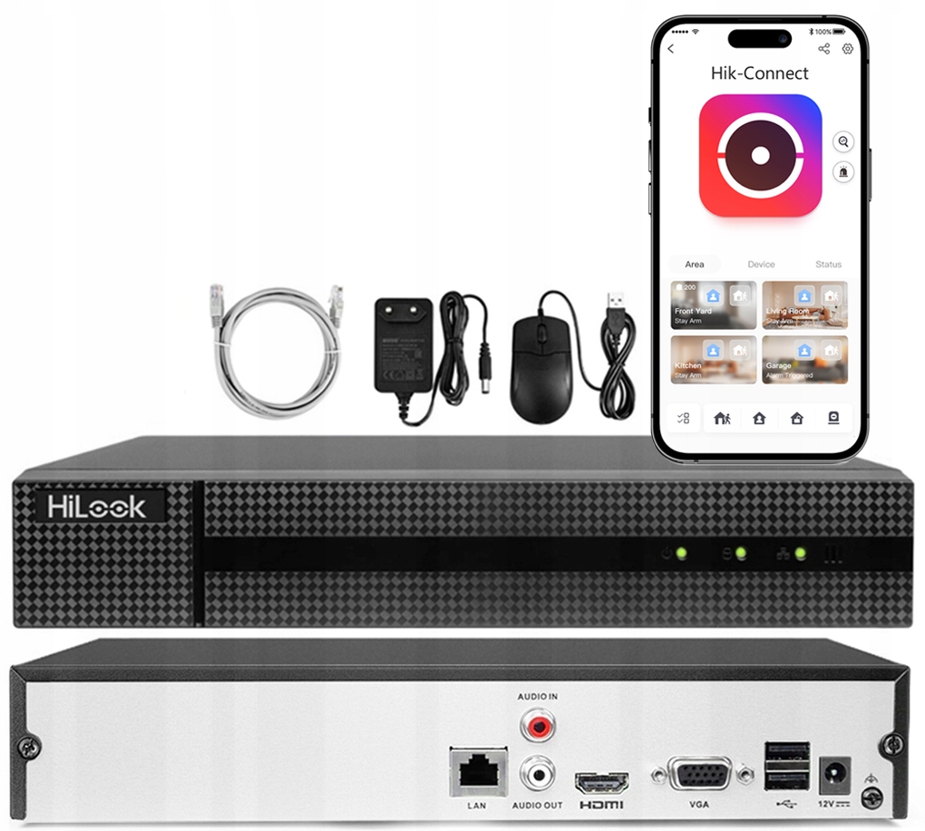 Ip rekordér pro monitorování 8 kanálů 8Mpx 4K HiLook by Hikvision Apka