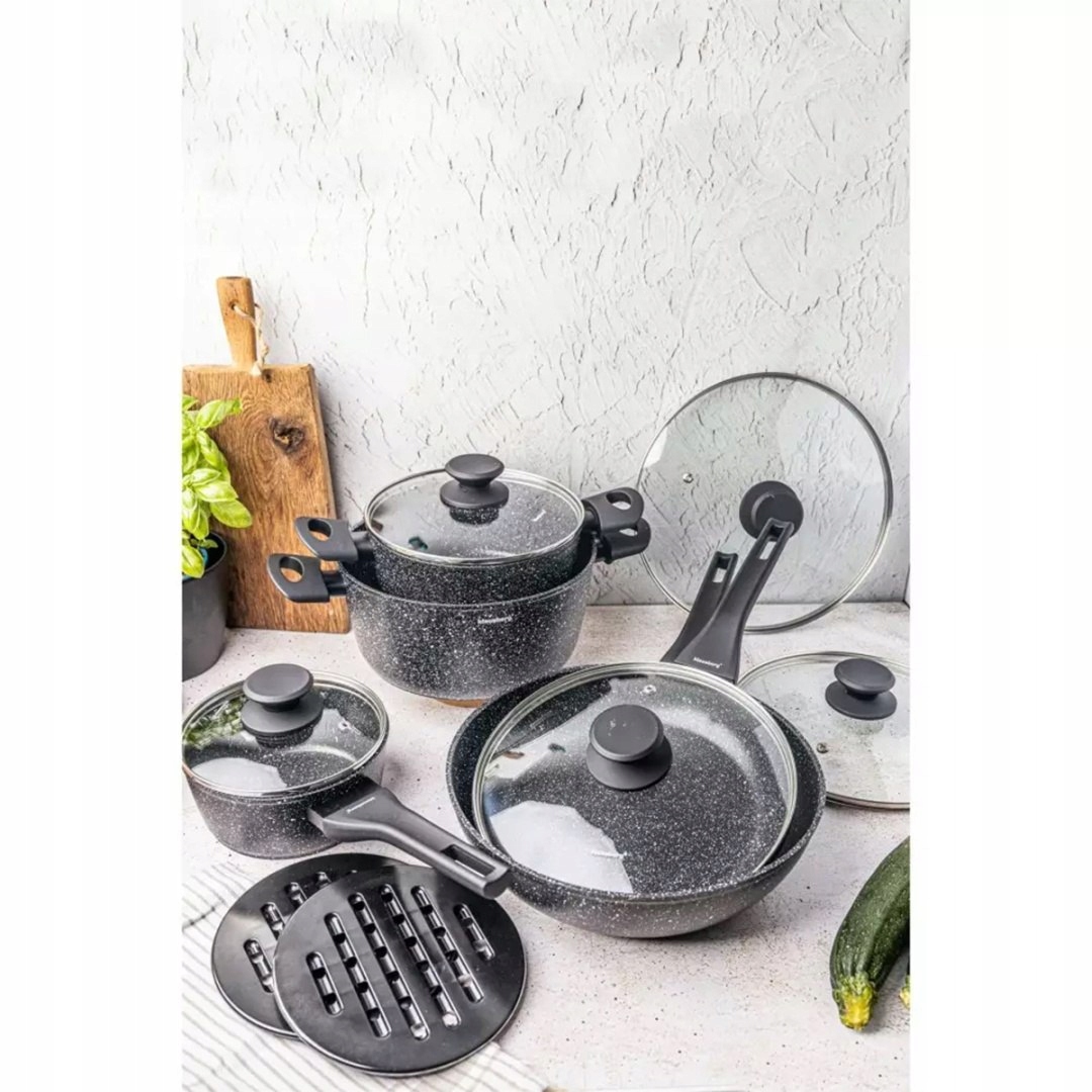 ZESTAW GARNKÓW MARMURKOWA 2x PATELNIA Rondel GARNKI ZESTAW + POKRYWKI Marka Klausberg