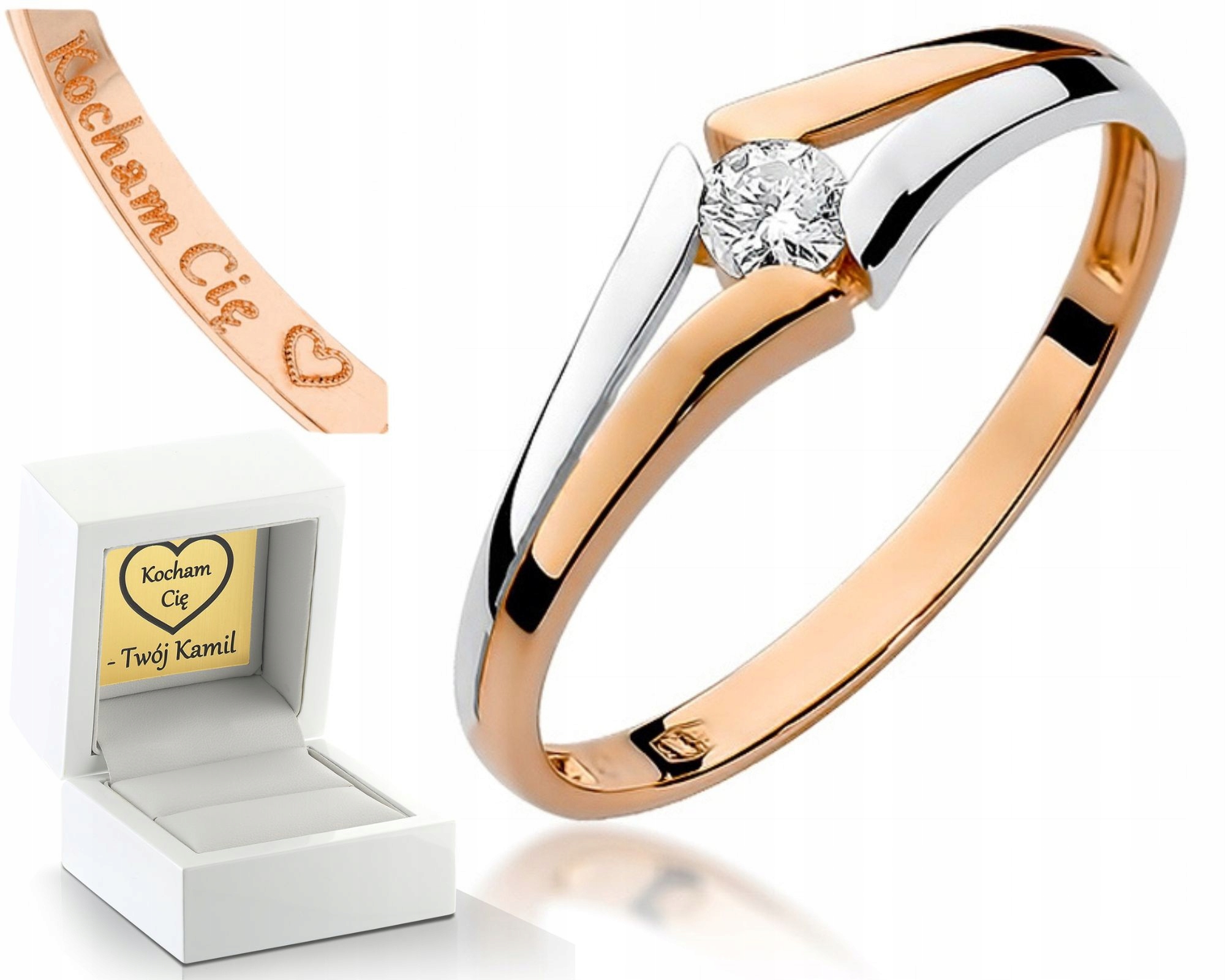 Prstýnek S Diamantem Růžové Zlato