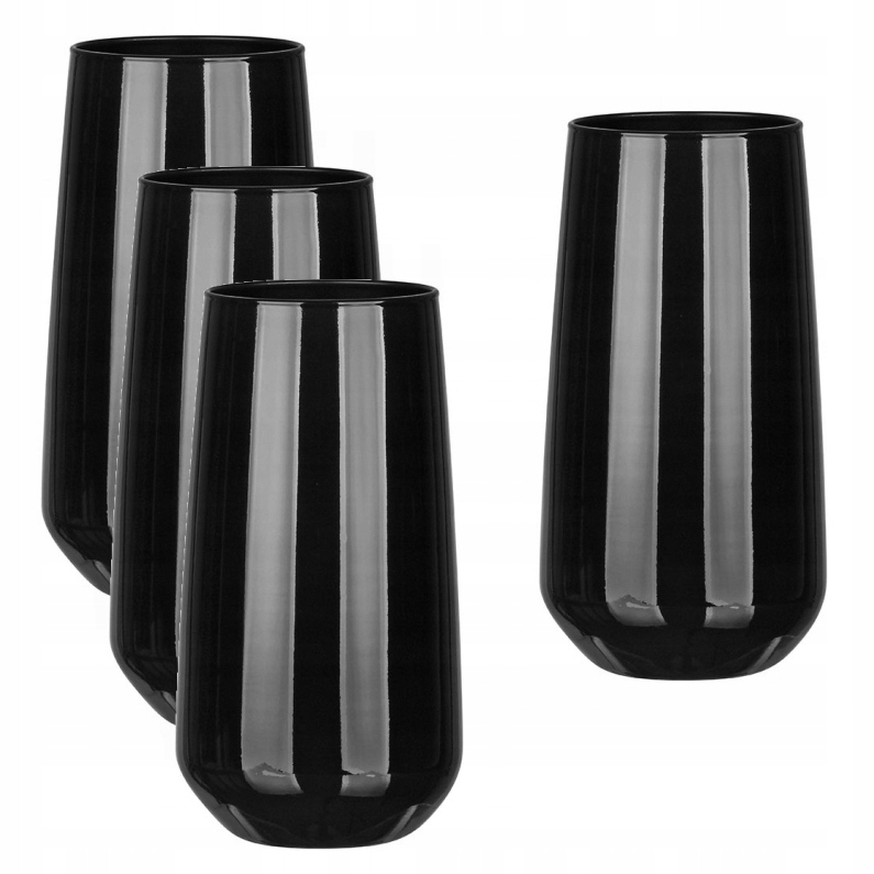 

Zestaw 4 Szklanek 430 ml Czarne Szkło Long Drink