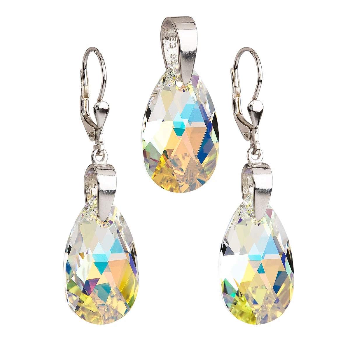 Sada šperků s krystaly Swarovski náušnice a přívěsek Ab efekt slza 39049.2