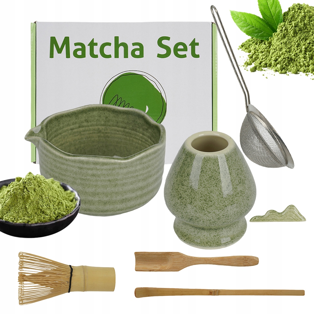 Levně Bambusová Sada Na Matchu Šlehací Metla Lžíce Prosévač 7V1 Dárková