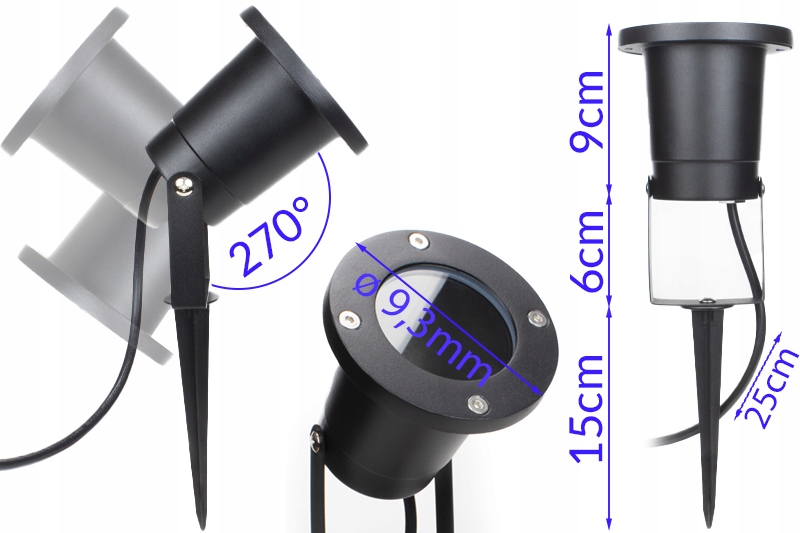 6x ZESTAW LAMPY OGRODOWE WBIJANE GRUNTOWE SZPIKULEC KOLORY RGB DO ROŚLIN Kąt świecenia 90°