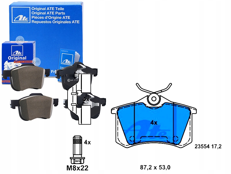 Brzdové Destičky Citroen Zadní C2 C3 C4 C8 DS3 DS4 X