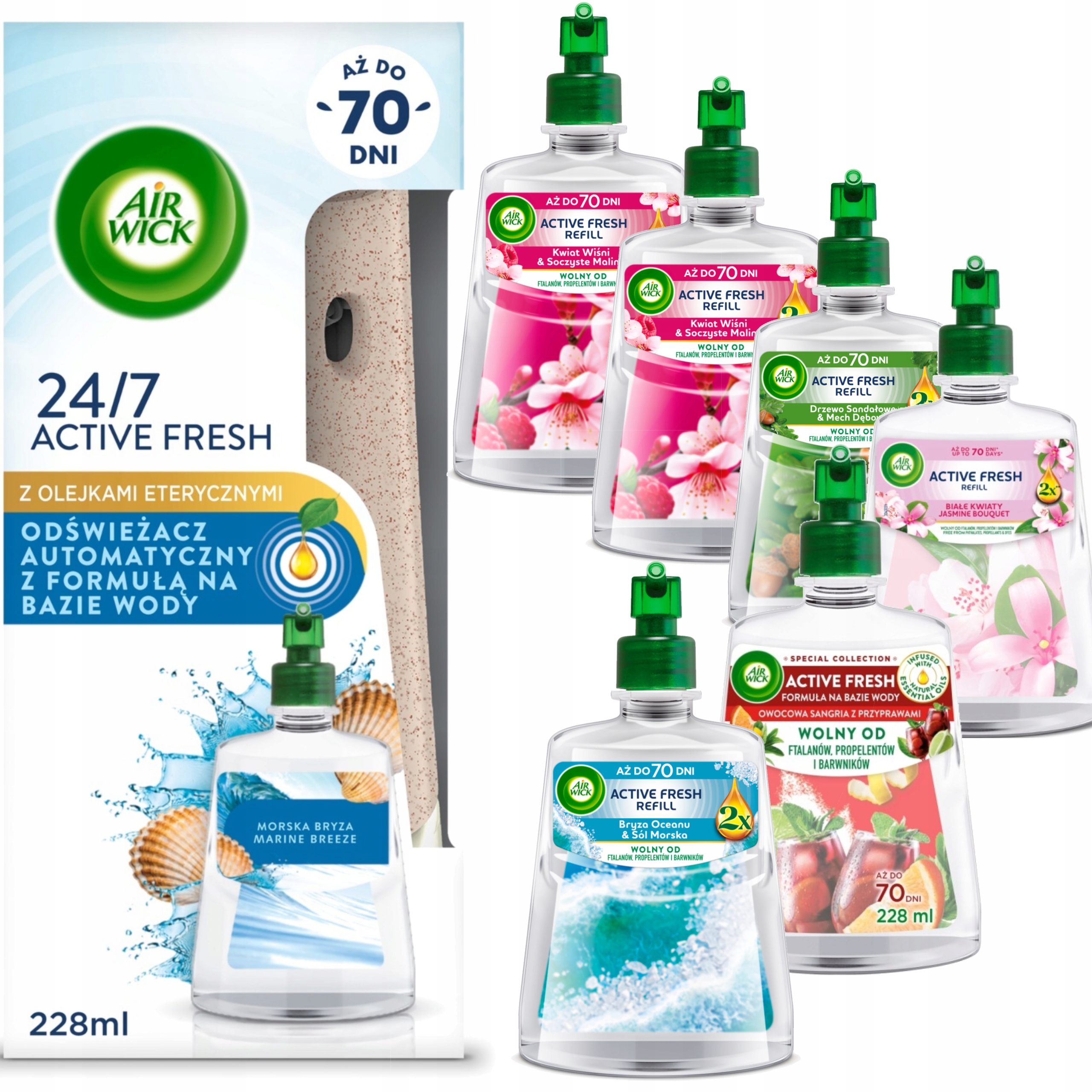Air Wick Automatický Osvěžovač Vzduchu 7 X Náplň 228 ML MIX Sada