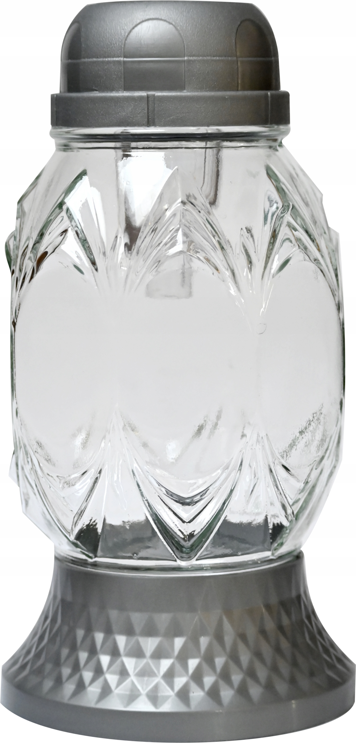 Wysoki Znicz Solarny LED 21 cm – ZNICZE EKO | Wodoodporny | SREBRNY 532 SR