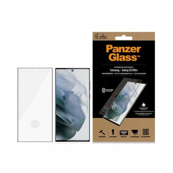 Sklo PanzerGlass Galaxy S22 Ultra Case Friendly AntiBacterial černé