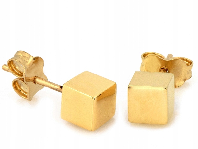 Dámské zlaté náušnice 585 čtverců na tyčku jsou ideální jako dárek pro ni