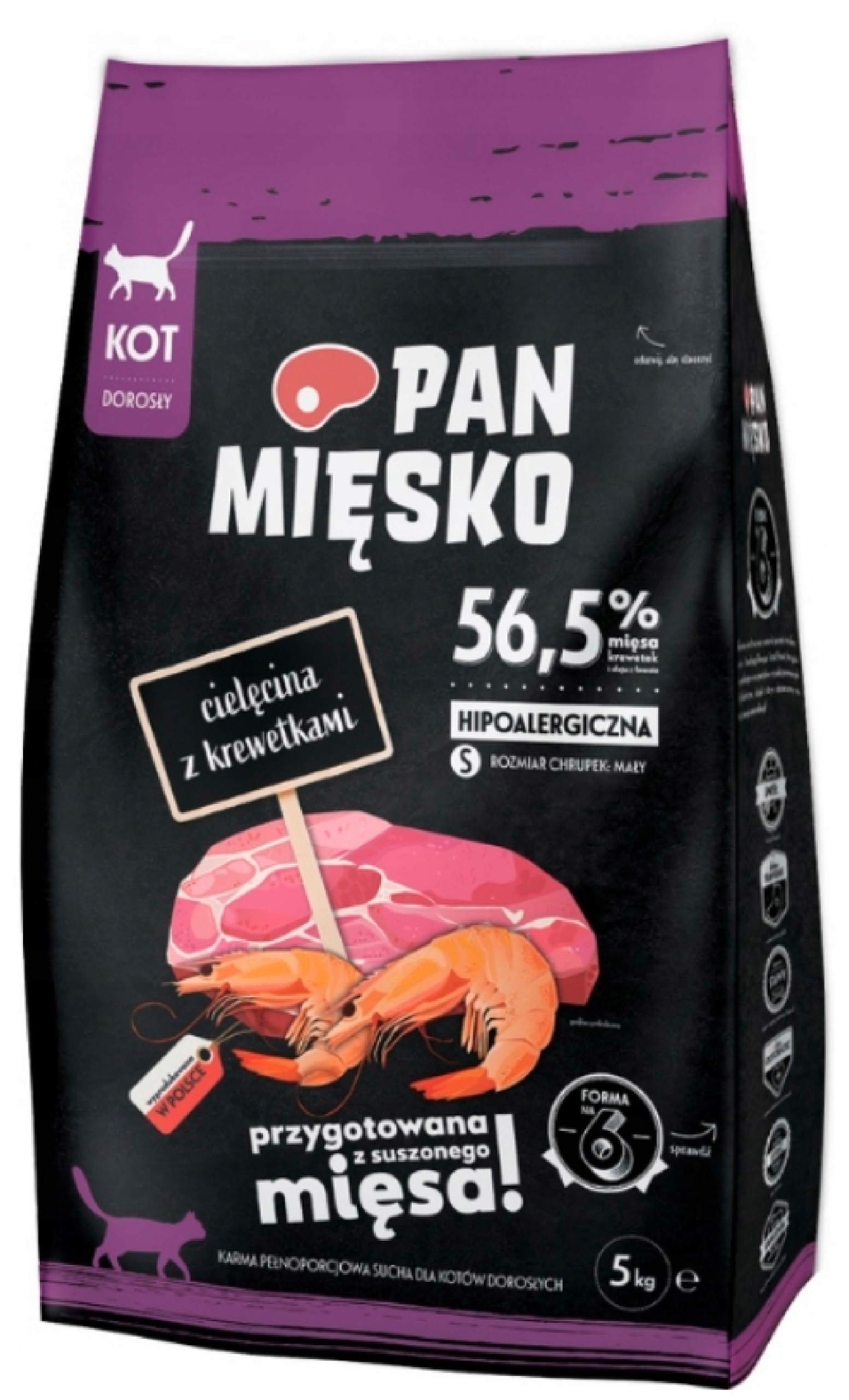 Sucha karma dla kota Pan Mięsko Cielęcina z Krewetkami hipoalergiczna 5kg S